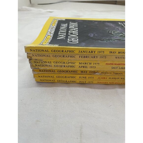 Nat Geo Mags Jan–Jul 1985 Vtg Slipcvr Set Collect Geo Travel Decor Ed. - Picture 2 of 16